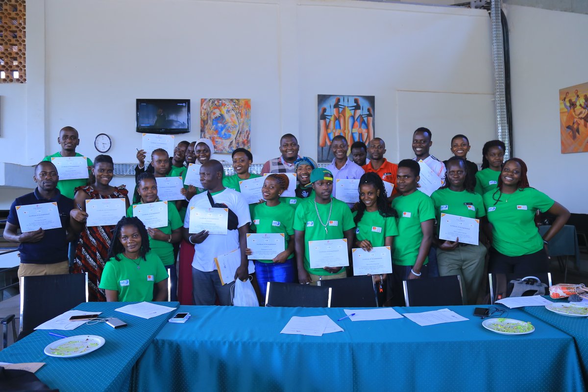 VMG_ug's tweet photo. TB:
Taking a group photo with some of the trainees of our "Farming-as-a- business" project. 
We are committed to training more young people to embrace urban farming as an alternative source of income.
@FairwayHotelKla https://t.co/mNIcUpawLO