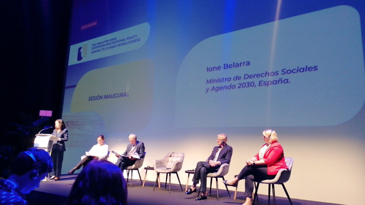 Starting the conference "Two years after Lisbon: European and National Policy making to combat homelessness" Housing at the heart of the fight against homelessness.Aim to end homelessness #EU2023ES