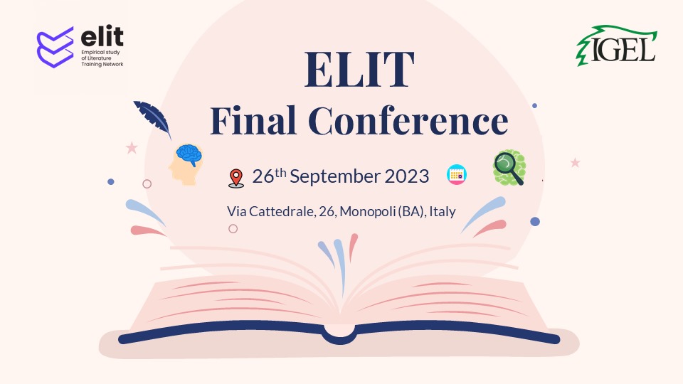 ELITnetwork (@network_elit) on Twitter photo We are excited to announce <a href="/Network_ELIT/">ELITnetwork</a> 's Final Conference! Research findings from 9 projects will be shared and discussed in Monopoli, Italy on 26 September 2023. More news on this soon. #conference #seminar #phd #literature #empiricalliterature We are excited to announce <a href="/Network_ELIT/">ELITnetwork</a> 's Final Conference! Research findings from 9 projects will be shared and discussed in Monopoli, Italy on 26 September 2023. More news on this soon. #conference #seminar #phd #literature #empiricalliterature