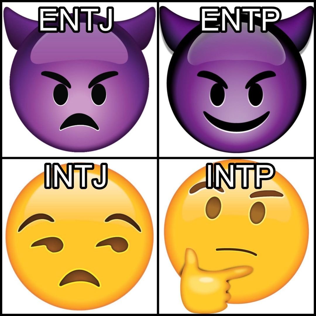 MBTI_MK's tweet photo. Emoji Analyst version

#entj #entp #intj #intp
#mbti #16personalities #mbtimemes #mbtipersonality #mbtitypes #mbtimeme #mbtipersonalities #mbtiedit #mbti유형 #mbti검사 https://t.co/Q45VhOh2YU