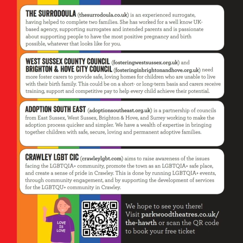 Interested in welcoming a child into your home but unsure where to go for the info needed? #Savethedate for this LGBTQIA+ PATHWAYS TO FAMILY event and learn about #fostering #adoption &amp; #surrogacy Register bit.ly/3sXPccJ
Please share <a href="/LGBTQiWF/">Brighton & Hove LGBTQ</a> <a href="/PrideBrighton/">Brighton & Hove Pride</a> <a href="/SceneLGBTQ/">Scene</a>