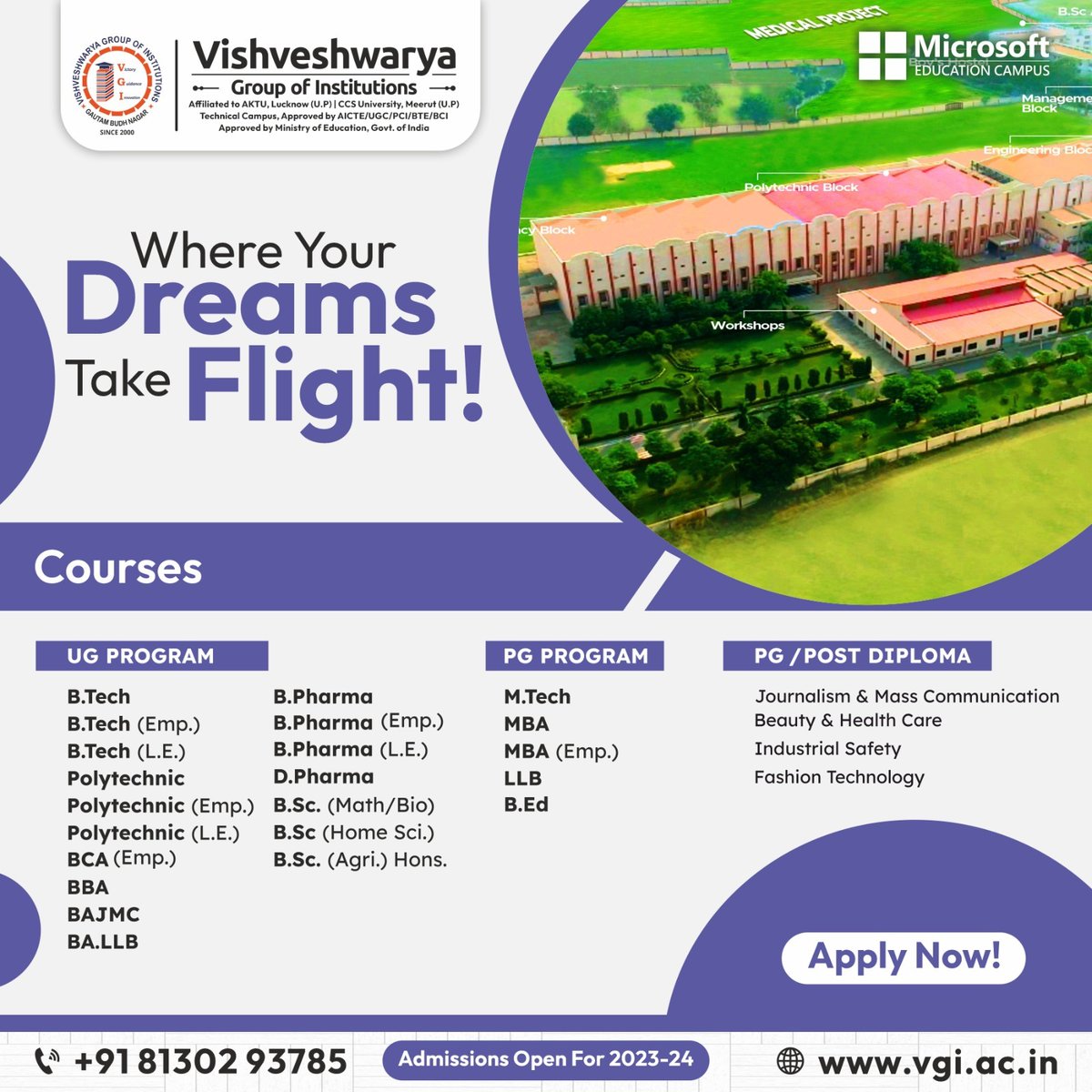 vgigreaternoida's tweet photo. Vishveshwarya Group of Institutions is the perfect home for learning, where you can start your journey towards your dream.
Apply today and gain professional and technical skills!
#Vishveshwaryagreaternoida #Beginners #Professionals #CoursesOffered #Students #BrightCareer https://t.co/13lAn0LdeL