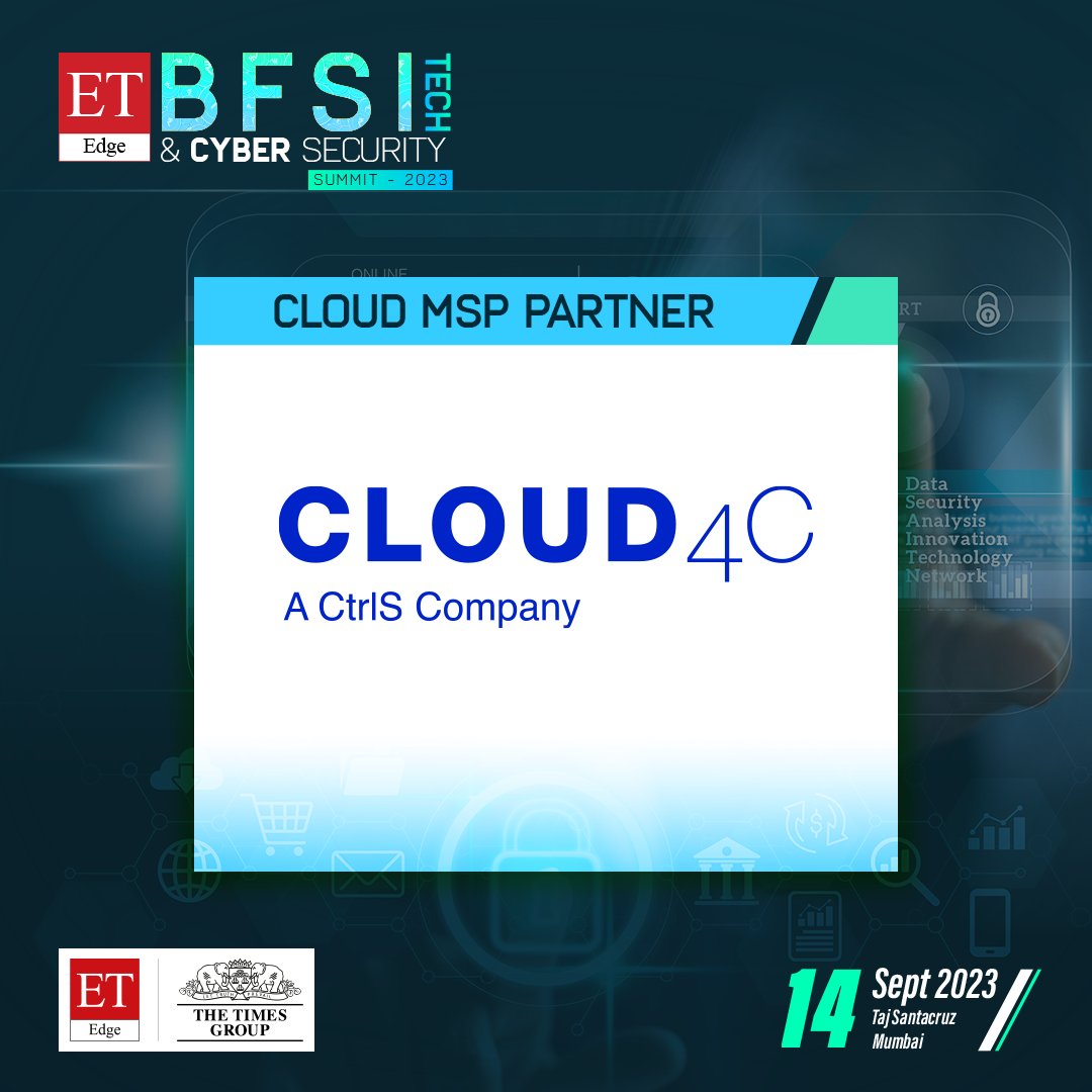 ET_Edge's tweet image. We are glad to have @Cloud4Cservices join us as a Cloud MSP Partner at the BFSI Tech and Cyber Security Summit 2023!

14th September, 2023 | Taj Santacruz, Mumbai

Know more: lnkd.in/dsP5icQJ

#BFSITech2023 #CyberSecurity #Technology #Banking #Finance #BFSITech #BTCS2023