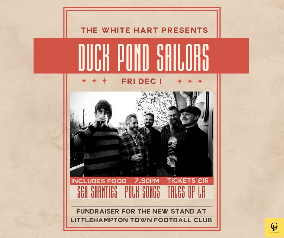 Ahoy! This event comes with a basket meal provided by the wonderful Jade and her team. Tickets available directly from us or The White Hart from next week. All profits go directly to <a href="/LittlehamptonFC/">Littlehampton TownFC</a>  to help build their new stand.