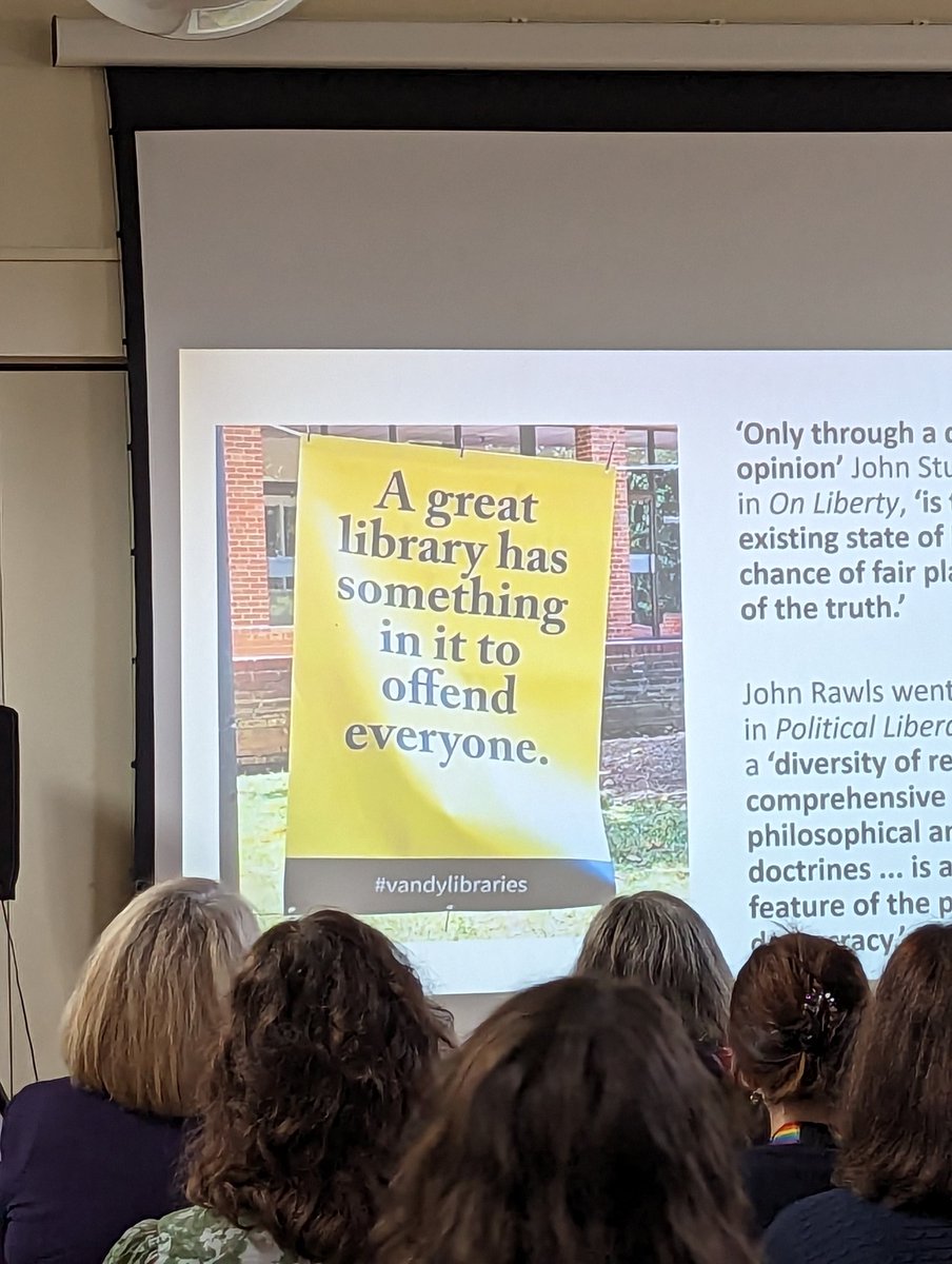 NickPoole1's tweet photo. "A great #library has something in it to offend everyone" - great reminder from @richove that free, open and ethical #libraries are an integral part of our democracy. #FreeThinking https://t.co/3FilED0Mu9
