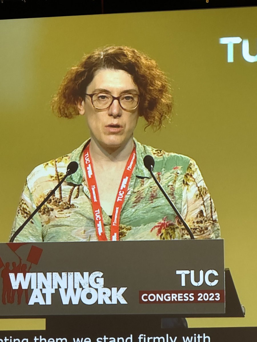 <a href="/ProspectUnion/">Prospect Union</a> President ⁦<a href="/eleanorw/">Eleanor Wade</a>⁩ supporting #TUC23 for fair pay in the creative sector and sending  <a href="/Bectu/">Bectu</a> solidarity for WGA and SAG AFTRA US dispute