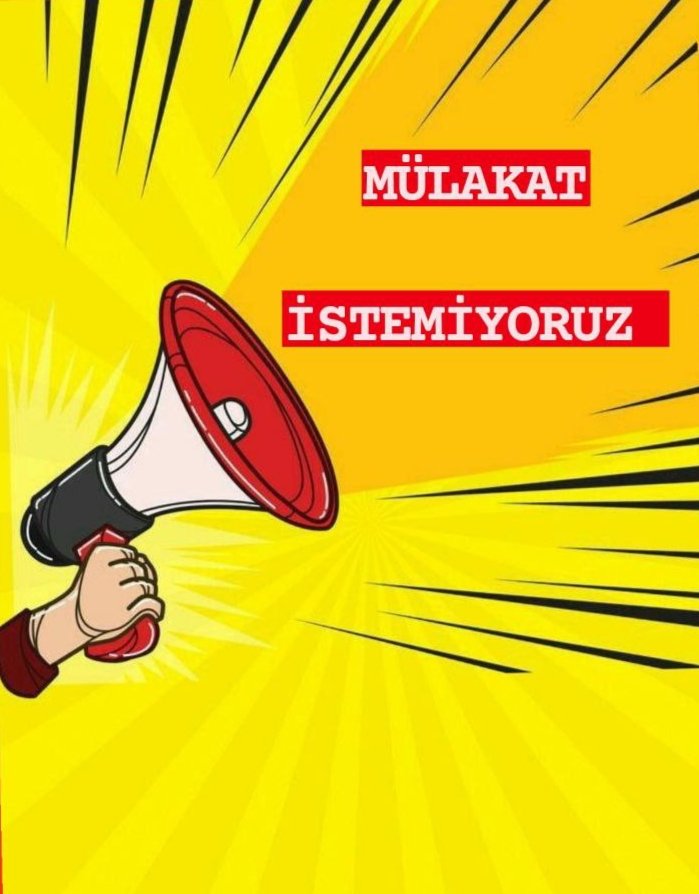 Öğretmenler olarak taleplerimiz:
📢 MÜLAKATA HAYIR
📢 Adil dağılımlı kontenjan
📢 MÜLAKATA HAYIR 
📢 100 bin öğretmen alımı 
📢 MÜLAKATA HAYIR 
Mağdur olmak istiyoruz.
<a href="/RTErdogan/">Recep Tayyip Erdoğan</a>
<a href="/Yusuf__Tekin/">Yusuf Tekin</a>
<a href="/tcmeb/">Millî Eğitim Bakanlığı</a>
#mülakatahayır