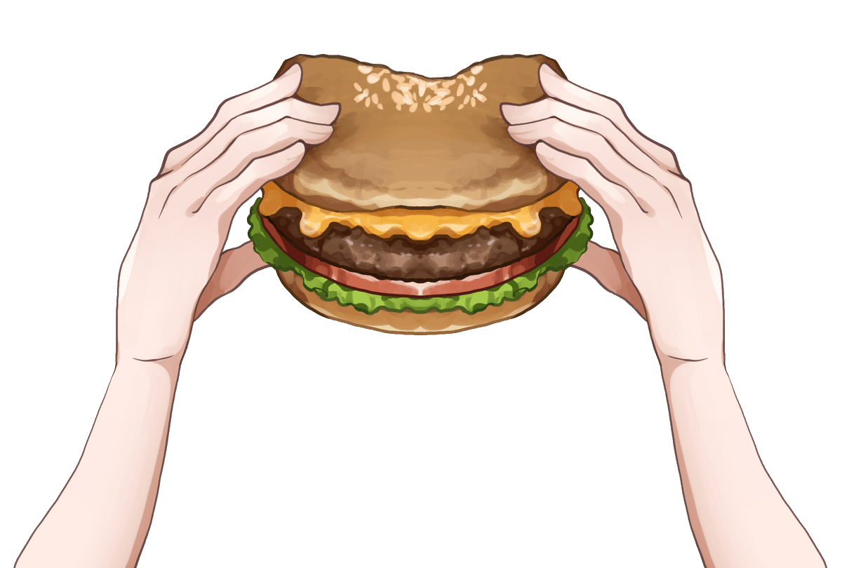 「BIGなハンバーガーにかじりつける素材です食べかけ具合の差分ありますので、お好き」|しぐたそ┃デザイン＊イラストのイラスト