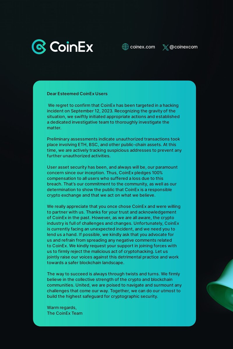 ProsperoApril's tweet photo. Got a message about a challenge on CoinEx exchange. 

I want to assure all CoinEx users that everything is under control as the CoinEx team is working tirelessly to ensure everything gets back to normal in no time 

"I'm a big fan and loyal CoinEx user. I've been trading on CoinEX over the years , and they are a reliable and user-friendly crypto exchange".

"I am willing to trust CoinEx and make some efforts to defend crypto security."