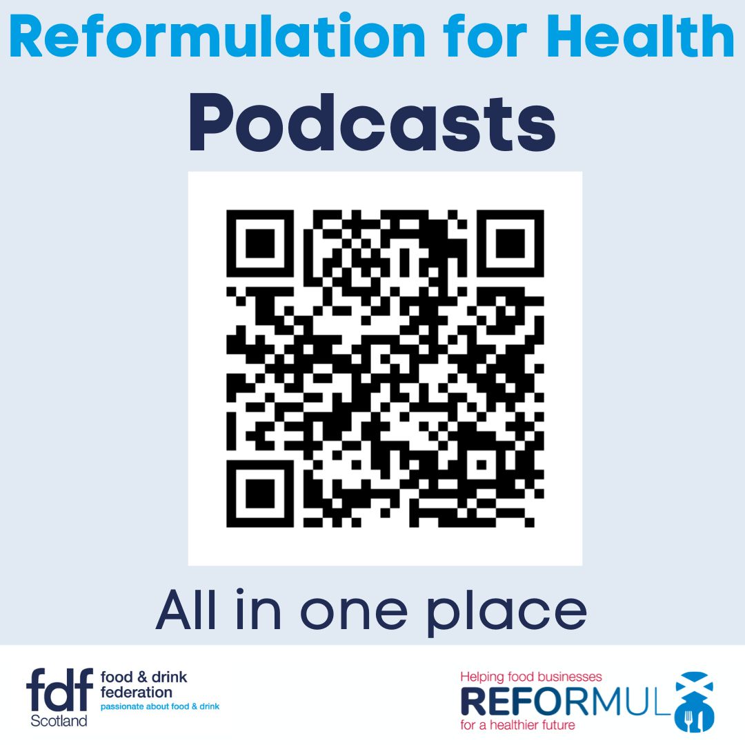 FDFScotland's tweet photo. Learn more about #reformulation on our #podcast channel.
Covering topics from sodium & sugar reduction, the reformulation process, to reformulation in bakery & butchery:
https://t.co/wfyiihvfz0
Scan the QR code & subscribe to the FDF Scotland podcasts page.
#CFNW #ScotFoodFort23 https://t.co/QDtc6Y7yPF