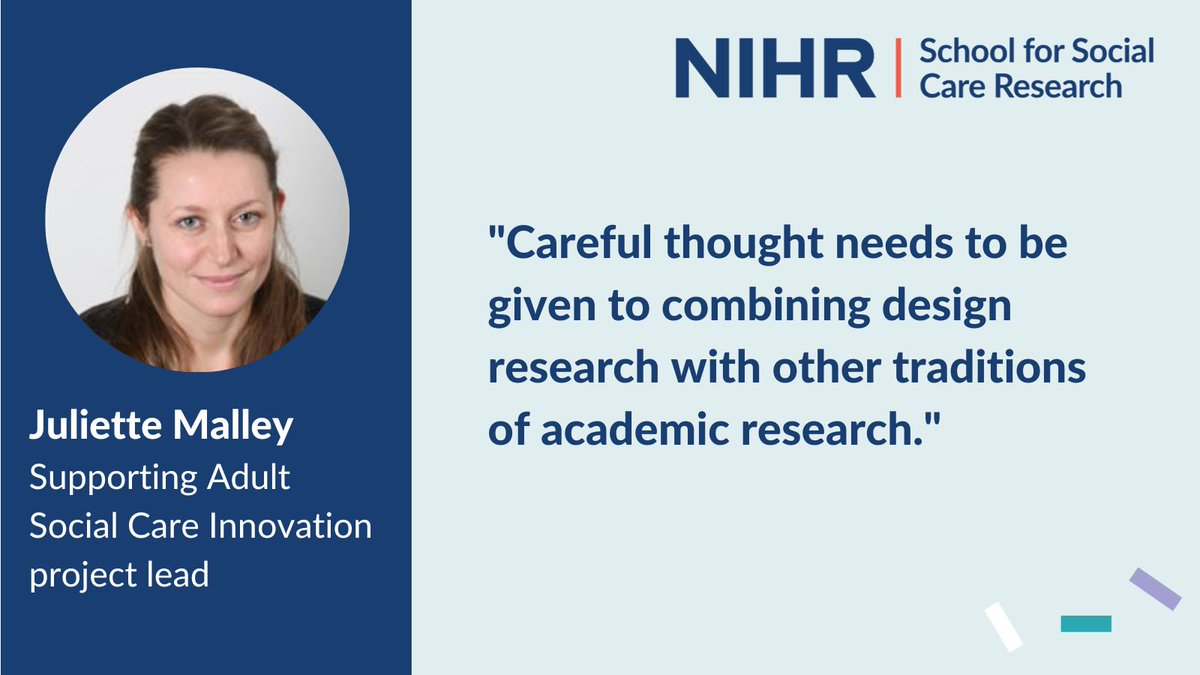 NIHR School for Social Care Research (@nihrsscr) on Twitter photo Academic researchers have been working with design researchers to support innovation in #socialcare. What happens when different research traditions meet?
New SSCR blog by <a href="/JulietteMalley/">Juliette Malley</a> and <a href="/jkyri/">Jessica Kyriacou</a> on three challenges of an interdisciplinary approach ⬇️
sscr.nihr.ac.uk/when-design-re… Academic researchers have been working with design researchers to support innovation in #socialcare. What happens when different research traditions meet?
New SSCR blog by <a href="/JulietteMalley/">Juliette Malley</a> and <a href="/jkyri/">Jessica Kyriacou</a> on three challenges of an interdisciplinary approach ⬇️
sscr.nihr.ac.uk/when-design-re…