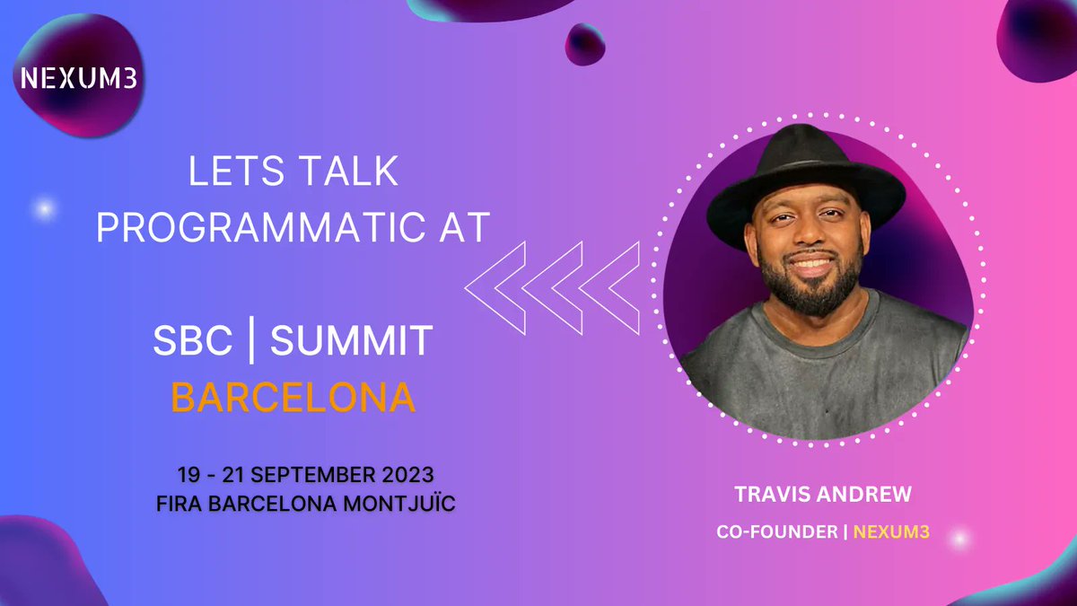 NEXUM3_'s tweet photo. Heading to SBC Summit | Barcelona on the 19 - 21st September? 

Great news! It's your chance to meet the Nexum3 team there! 😉 

Looking forward to catching up with our partners and clients, and building new friendships!

Let's talk programmatic!

#SBCSUMMIT #iGaming #Events https://t.co/Hugoi0Dz5Z