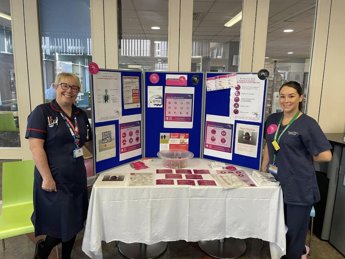 Today is World Sepsis Day #WSD23
Come and see members of the
CCOT by the staff canteen, raising awareness of Sepsis, engaging with staff and visitors and handing out some treats.