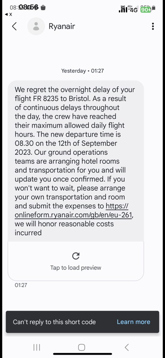 Callum_Ham77's tweet photo. @Ryanair your company is a joke. You are lying about our delay to stop us getting compensation. You left us in the airport for 17 hours. Now your refusing to give us compensation. https://t.co/p2cC4c4ta8