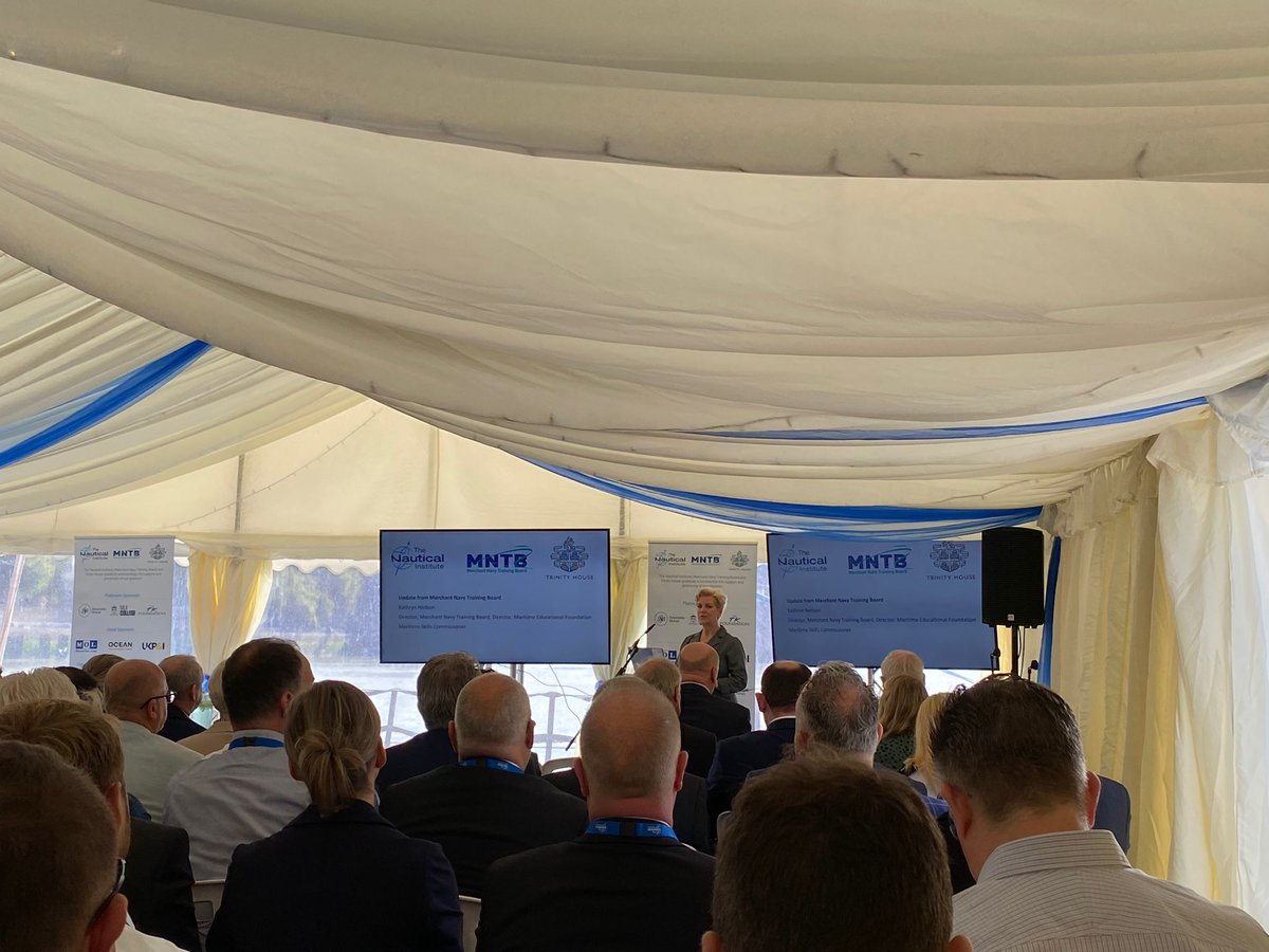 The @mntbuk is thrilled to partner with @NauticalInst and @trinityhouse_uk to deliver today's agenda on skills, people and development. We just heard from the @mntbuk Director Kathryn Nielson, who provided an update on @mntbuk and @careersatsea activities. #lisw23