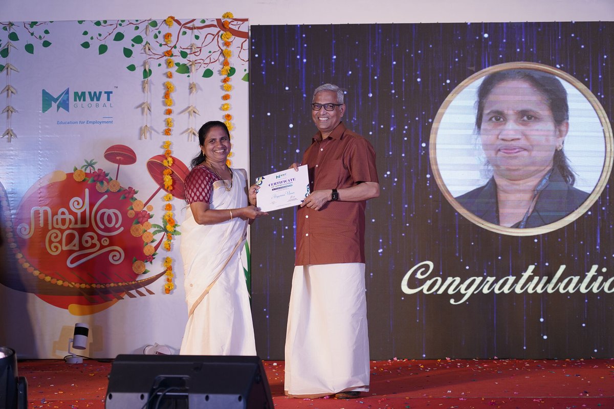 mwtglobalacdemy's tweet image. 🎉 Celebrating Aleyamma Ninan, our Lead Educator, as she reaches the incredible milestone of Decade Completion at our MWT Onam Nakshathramela  🏆🌟 

#mwtacademy #DecadeCompletion #Milestone #EducationalExcellence #onamcelebration