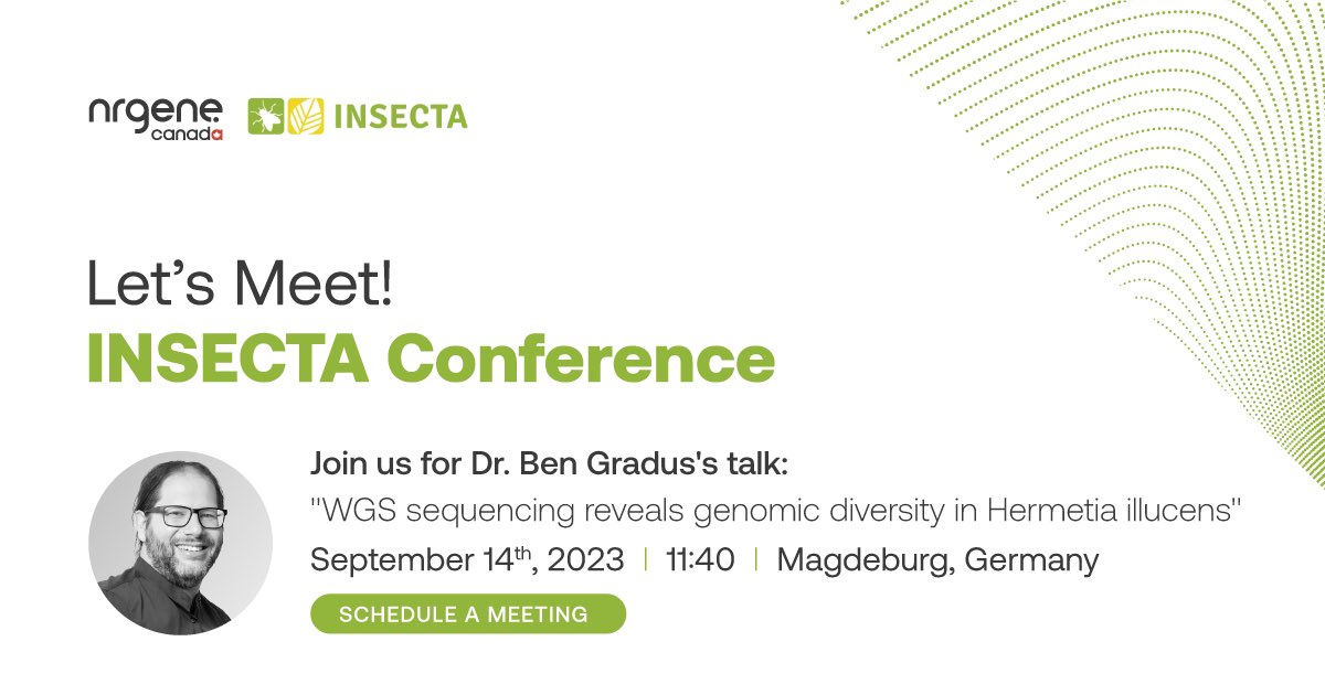 NRGene's tweet photo. Join us at @INSECTA2023 
Our team is already here Yana Voldman and Ben Gradus, If you're around, make sure to meet them!  Also, mark your calendar, Ben is giving a talk tomorrow, it will be interesting!  Click here to schedule a meeting: https://t.co/OgooovUR2c @NRGene #bsf https://t.co/0J1gbwdtsB
