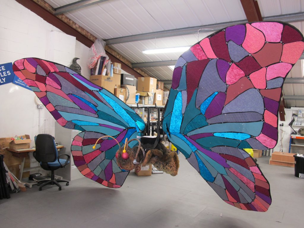 theillusionists's tweet photo. 🦋🦋🦋
Part of our pantomime stock! This beautiful butterfly debuted on the Birmingham Hipppdrome stage, rode by Beverly Knight. 

Available to hire from our website! 

#butterfly #panto #beverlyknight #flying #specialeffects #practicaleffects #sfx #pantomime #birmingham https://t.co/qU05V36zH8
