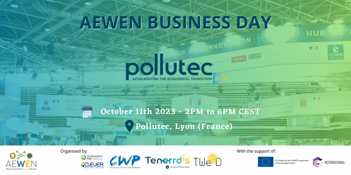 📅 October 11th 2023

Take part in the AEWEN business day, an event that will be organised within the framework of #Pollutec, the international trade show for #environment, #water and #energy

👉 Learn more: lnkd.in/exwaSk5x