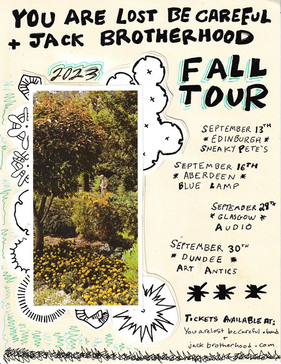 I don’t tweet enough anymore or maybe never did but we’re going on tour today with @URLostBeCareful and I think it’s going to be a lovely time.

Tickets: jackbrotherhood.com/gigs