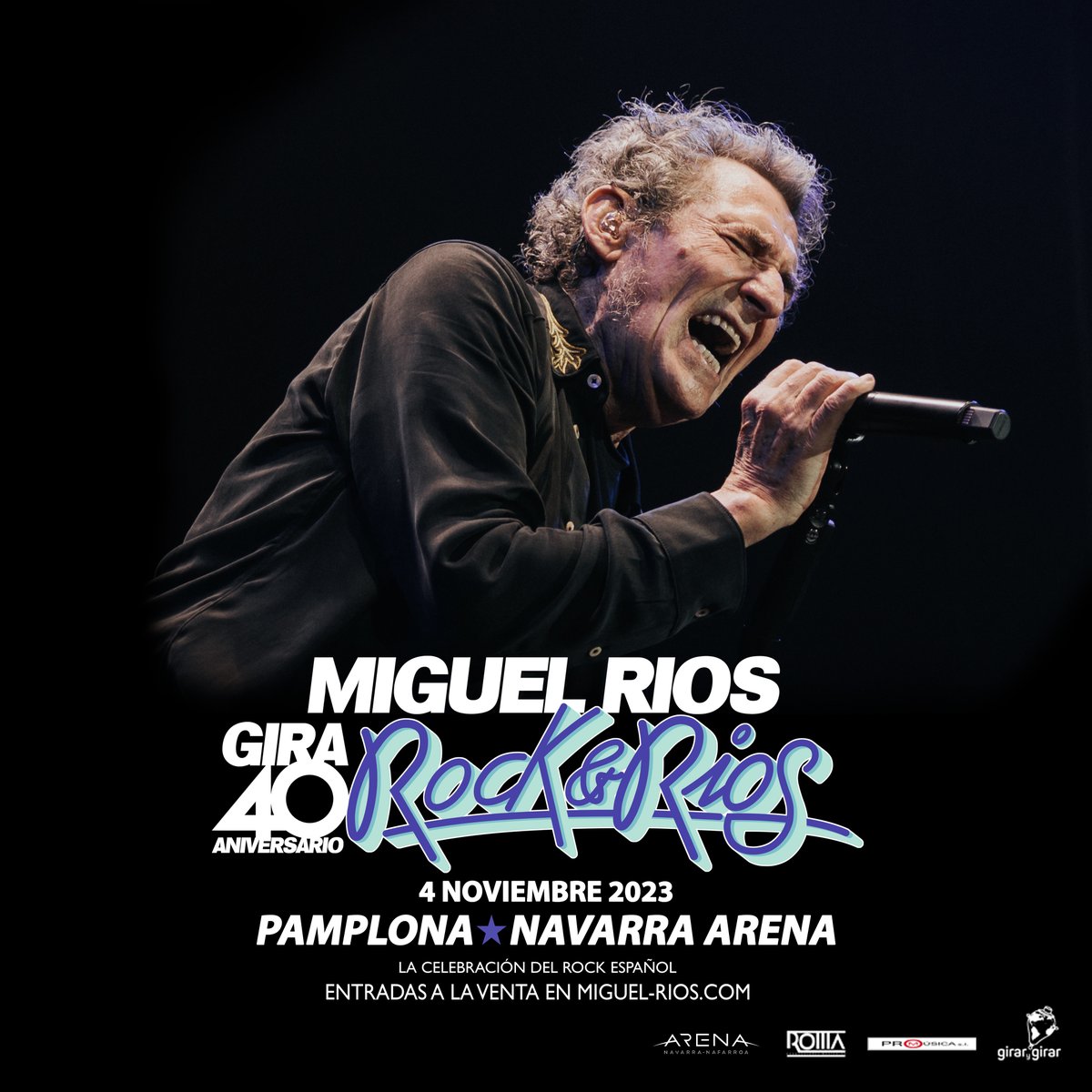 🎤 @mrios actuará en Navarra Arena el 4 de noviembre con la gira del 40 aniversario de Rock&Ríos. 🔗 bit.ly/MiguelRiosNA
