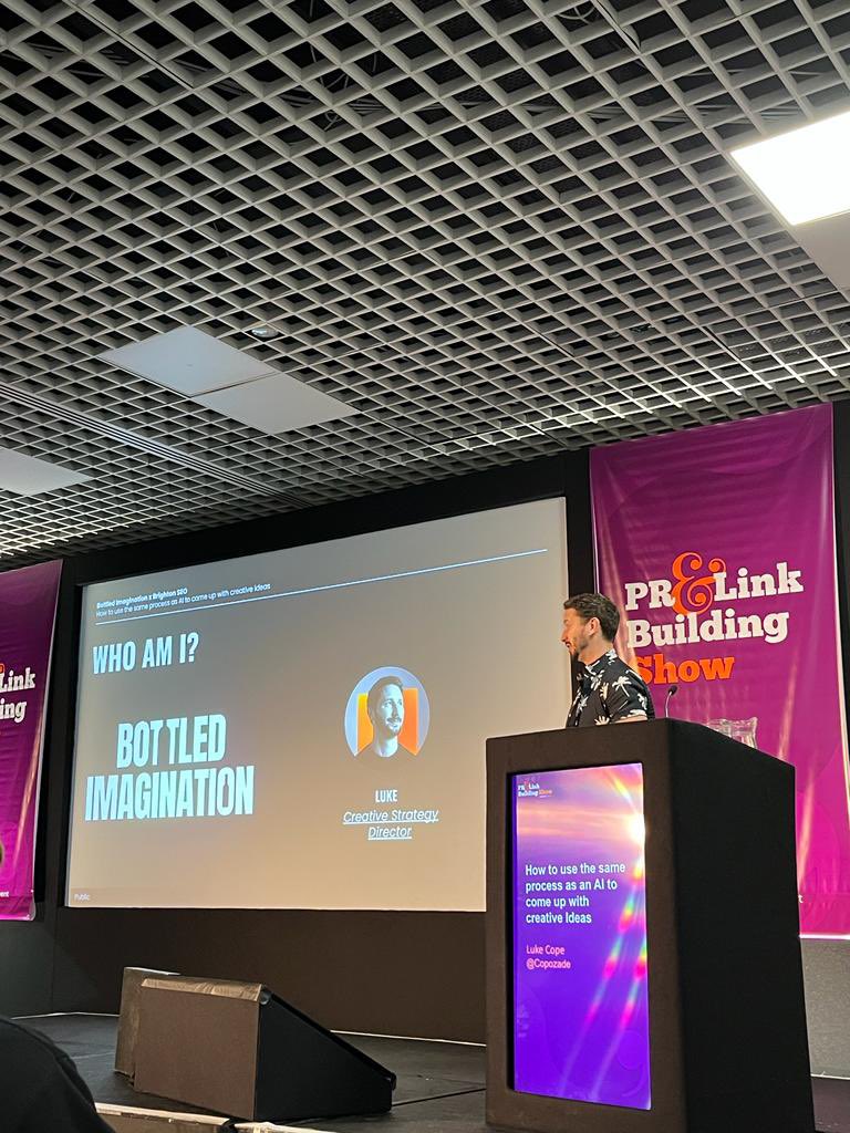 Shout Bravo (@shoutbravouk) on Twitter photo The final speaker in the first session is <a href="/Copozade/">Luke Cope</a> discussing how we can use the same process as AI to come up with creative ideas 🙌
<a href="/PRLinkShow/">PR and Link Building Show</a> <a href="/brightonseo/">brightonSEO</a> The final speaker in the first session is <a href="/Copozade/">Luke Cope</a> discussing how we can use the same process as AI to come up with creative ideas 🙌
<a href="/PRLinkShow/">PR and Link Building Show</a> <a href="/brightonseo/">brightonSEO</a>