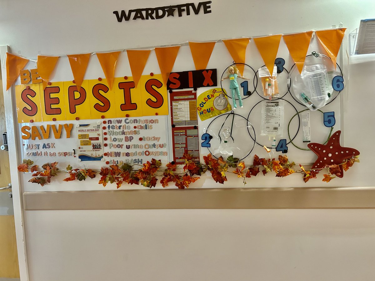Our Sepsis Savvy displays on Ward 5 for #WorldSepsisDay highlighting the Sepsis Six. @BlackpoolHospED @BlackpoolHosp