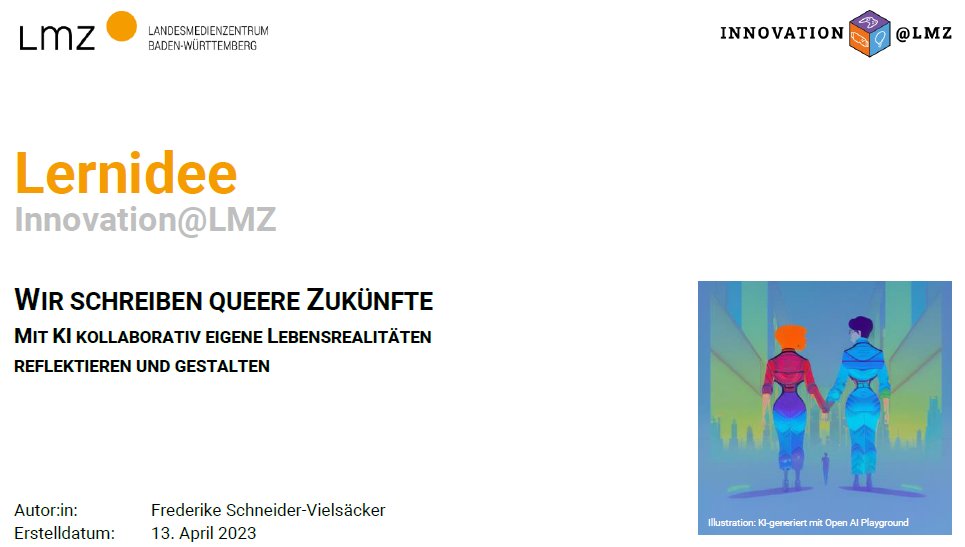 🌈👩‍👩‍👧‍👦Unsere #Zukunft ist bunt! Im kreativen Lernprojekt #QueereZukünfte von <a href="/mind_catch/">Frederike Shi</a> setzen sich deine Lernenden mit #Gender &amp; #Sexualität auseinander &amp; nutzen #KI, um #queere #ScienceFiction zu schreiben💏🚀Probier es direkt aus!▶️sesam.lmz-bw.de/details/611787 #twlz #edubw <a href="/lmz_bw/">Landesmedienzentrum BW</a>