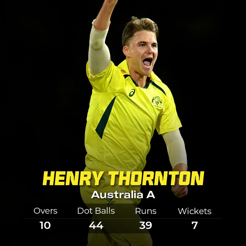 cricketcomau's tweet photo. WHAT A SPELL!

Henry Thornton now has the best ever List A figures for Australia A 🔥 #AUSAvNZA