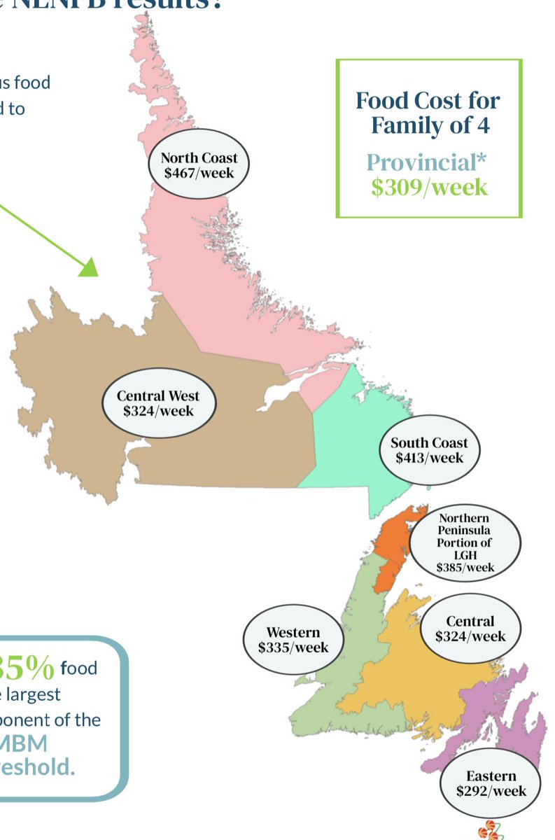 LelaEvansNL's tweet photo. 🧵Cost of nutritious food for a family of 4.

Provincial average is $309 per week.  
That's $1,236 per month. https://t.co/AivFYGjVkp