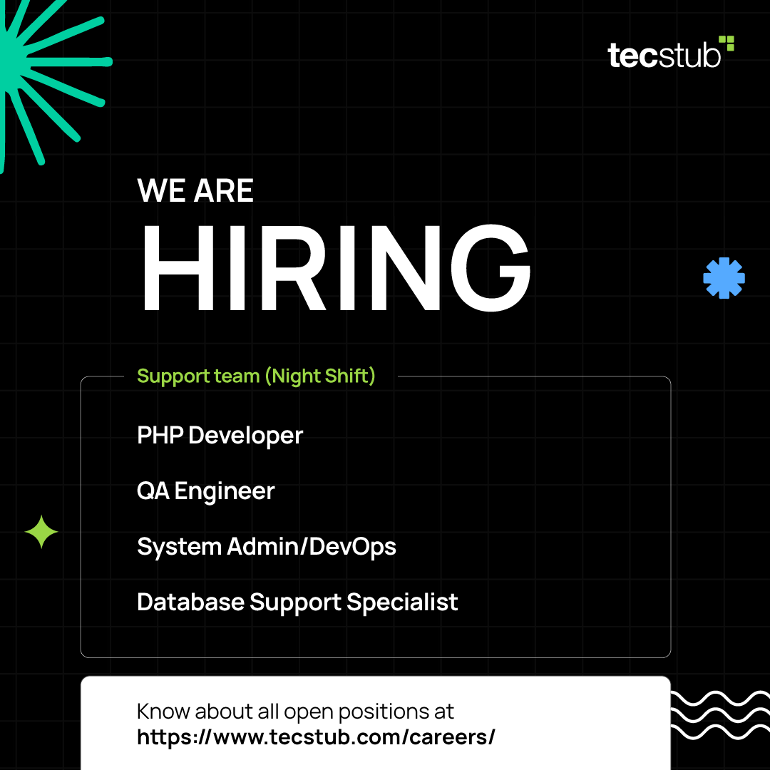 tecstub's tweet photo. Are you a night owl who excels at problem-solving? Join Tecstub's Night Shift Support Team! We're expanding our night crew, seeking dedicated individuals to maintain our services while the world sleeps.🌃

#hiring #php #qa #batabase #jobs 

Apply: https://t.co/HZOxIaLkmS https://t.co/AB2nbChZ2L
