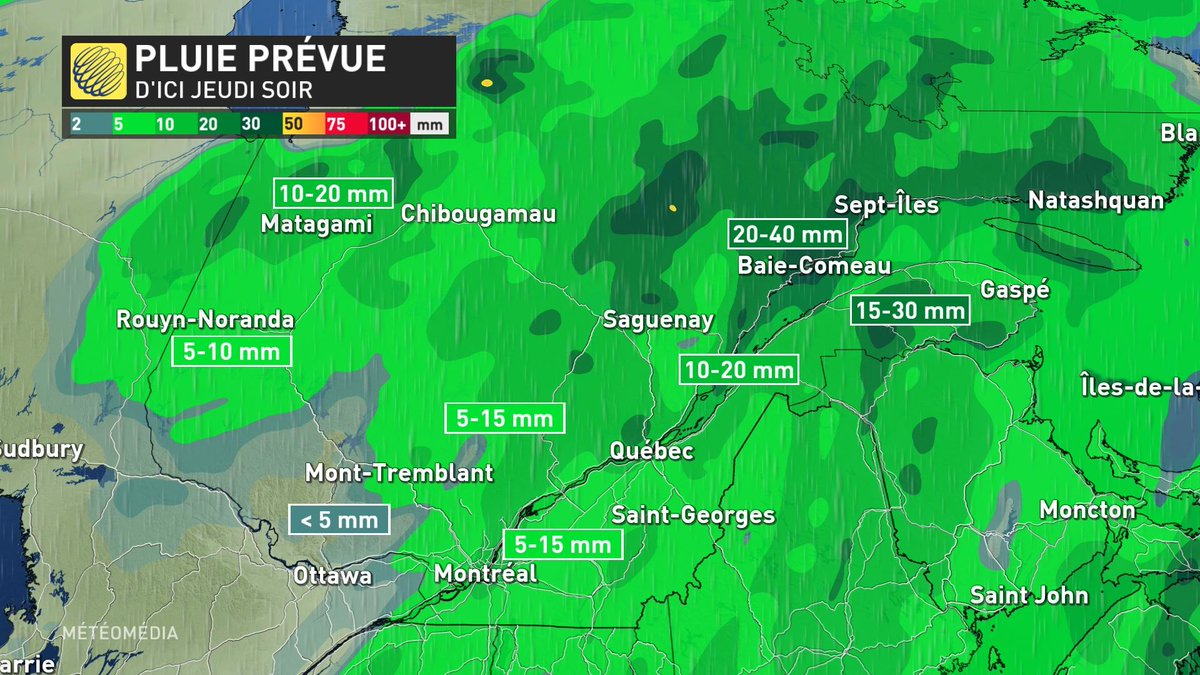 meteomedia's tweet photo. En attendant le retour des #prévisions sur nos plateformes, voici la météo attendue aujourd'hui 👉 https://t.co/8lpFr4SskO #MeteoQc https://t.co/AtSj07v4oz