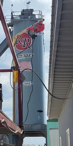 rieth_riley's tweet photo. Carrying 40–50-pound lab samples from the sample rack down the stairs creates a potential trip hazard. Kathy Kittlaus and Brian Carlson installed a hoist to assist in lowering samples from the rack to the ground. Great safety catch!! #safetycatch #safety #qualitycontrol https://t.co/2Z1PBQBBMe