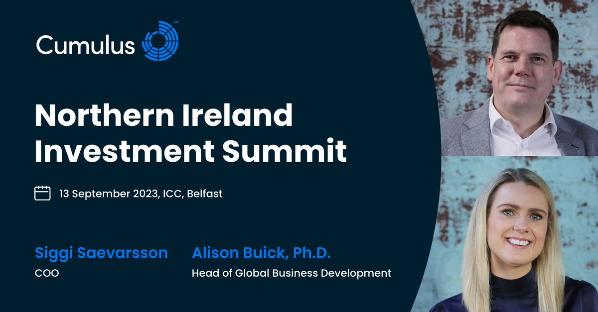 TaraACurran's tweet photo. Cumulus is excited to announce we've been selected to showcase our Neuroassessment Platform at the Northern Ireland Investment Summit. On Sept 13th, join Ali Buick, Head of Global Business Development and Siggi Saevarsson, COO at the ICC, Belfast #NIIS23 https://t.co/0UxKufy5q5