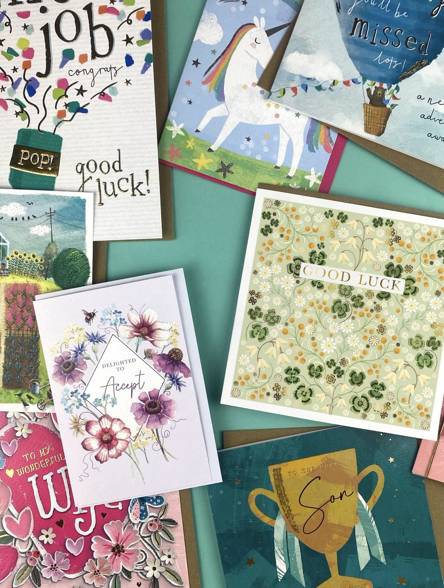 Have you checked out our September release of Occasions &amp; Relations yet? 

These must-have designs are in stock and available to order now; contact your local sales rep and discover the perfect additions to your greetings offering today! 🍾🦄🏆💚

#septemberrelease #newdesigns