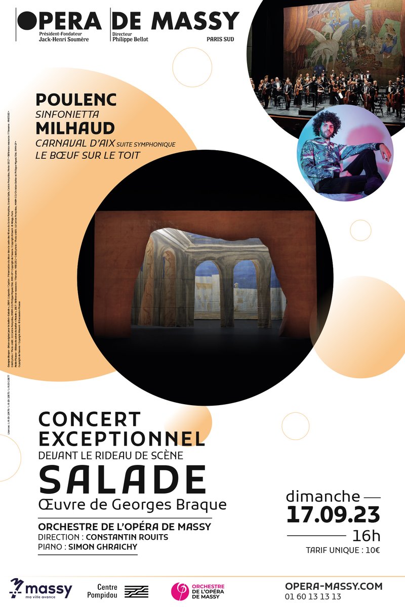 OrchestreOpéraMassy (@orchoperamassy) on Twitter photo Dimanche 17/09, concert exceptionnel à l'<a href="/operademassy/">opera de massy</a> en partenariat avec le <a href="/CentrePompidou/">Centre Pompidou</a> ! Devant le rideau Salade de Braque, un programme Poulenc et Milhaud, avec le pianiste <a href="/SimonGhraichy/">Simon Ghraichy</a>, et Constantin Rouits à la baguette !
<a href="/villedemassy/">Ville de Massy</a> <a href="/CDEssonne/">Département de l'Essonne</a> Dimanche 17/09, concert exceptionnel à l'<a href="/operademassy/">opera de massy</a> en partenariat avec le <a href="/CentrePompidou/">Centre Pompidou</a> ! Devant le rideau Salade de Braque, un programme Poulenc et Milhaud, avec le pianiste <a href="/SimonGhraichy/">Simon Ghraichy</a>, et Constantin Rouits à la baguette !
<a href="/villedemassy/">Ville de Massy</a> <a href="/CDEssonne/">Département de l'Essonne</a>