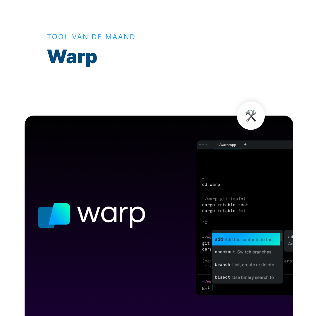 🛠️ Tool van de week - Warp

Warp is een op Rust gebaseerde terminal met ingebouwde AI. Het wordt al enkele maanden gebruikt door onze developers en ze willen niet meer terug! 

➡️ warp.dev