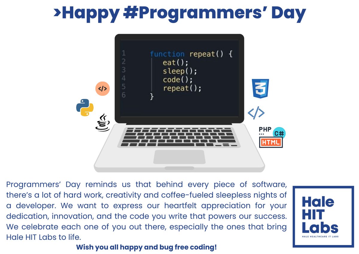 On this Programmers’ Day, we extend our heartfelt appreciation to all the exceptional programmers whose creativity and innovation change our world, one line of code at a time. Thank you for turning ideas into reality! 
#ProgrammersDay #CodeHeroes #CodingLife #TechTeam #code