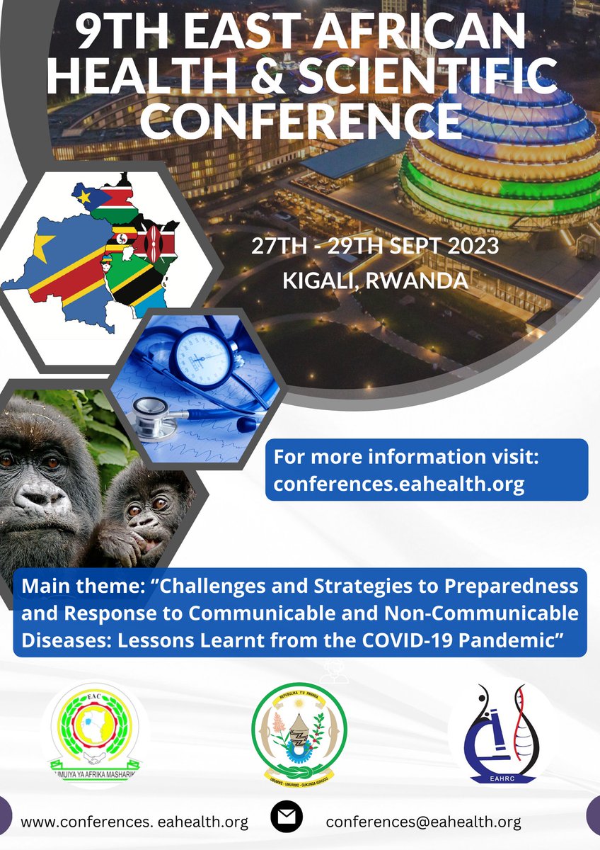 East African Health Research Commission (@eahrc_eahealth) on Twitter photo 13 Days to the 9th East African Health & Scientific Conference, Register now conferences.eahealth.org #Rwanda #Kigali #Tanzania #Burundi #Kenya #Uganda #SouthSudan #DRCongo <a href="/jumuiya/">East African Community</a> <a href="/_AfricanUnion/">African Union</a> <a href="/AfricaCDC/">Africa CDC</a> <a href="/WHOAFRO/">WHO African Region</a> 13 Days to the 9th East African Health & Scientific Conference, Register now conferences.eahealth.org #Rwanda #Kigali #Tanzania #Burundi #Kenya #Uganda #SouthSudan #DRCongo <a href="/jumuiya/">East African Community</a> <a href="/_AfricanUnion/">African Union</a> <a href="/AfricaCDC/">Africa CDC</a> <a href="/WHOAFRO/">WHO African Region</a>
