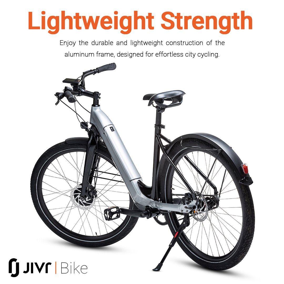 Experience the best of both worlds with JIVR Bike! 
🚴‍♀️ Our aluminum frame offers lightweight strength, making city cycling effortless and enjoyable. 
Discover more: jivr.co 
#JIVRBike #CityCycling #DurableDesign