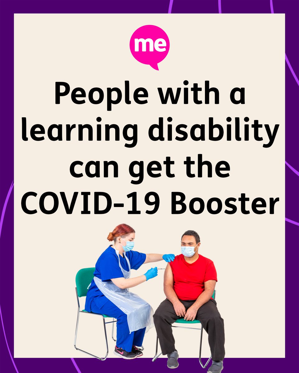 People with a #LearningDisability can get a COVID-19 booster jab this Autumn. 💉 Check you are on the learning disability register at your doctors to make sure you get invited for the #CovidBooster. Learn more with our #EasyRead read guide: mencap.org.uk/easyread/autum… 👈