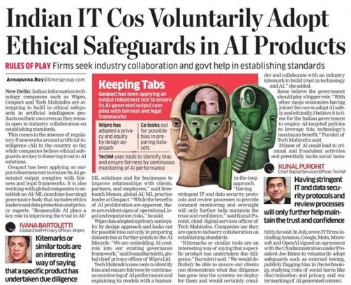 AMinputs's tweet image. Indian IT giants like Wipro, Genpact, and Tech Mahindra are voluntarily incorporating ethical safeguards into their AI products due to the absence of AI regulations. Genpact conducts robustness tests and collaborates globally for AI/ML governance. Ethical AI is seen as crucial…
