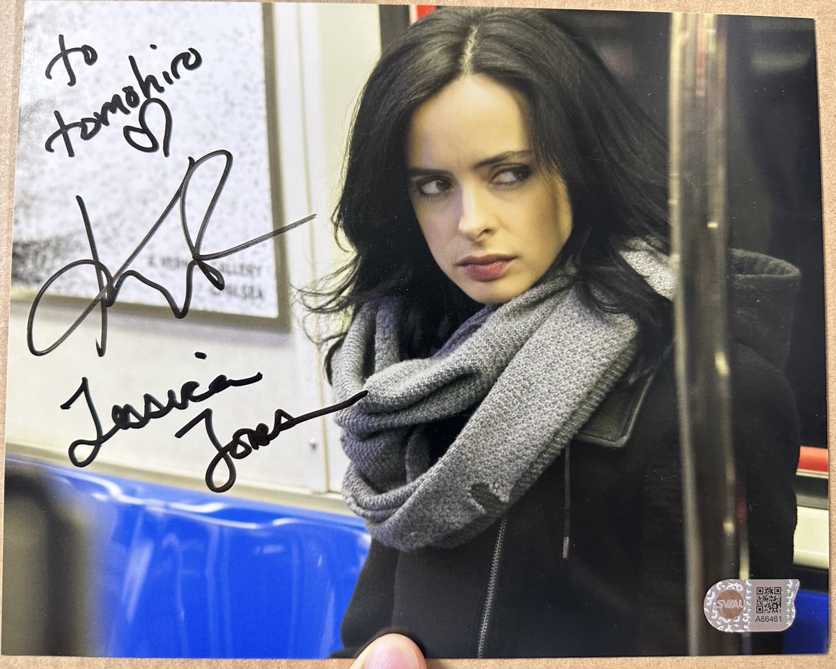 クリステン・リッター直筆サイン入り超大型写真…ジェシカ・ジョーンズ クリステン・リッターのサインが届いた！！宛名とジェシカ・ジョーンズ