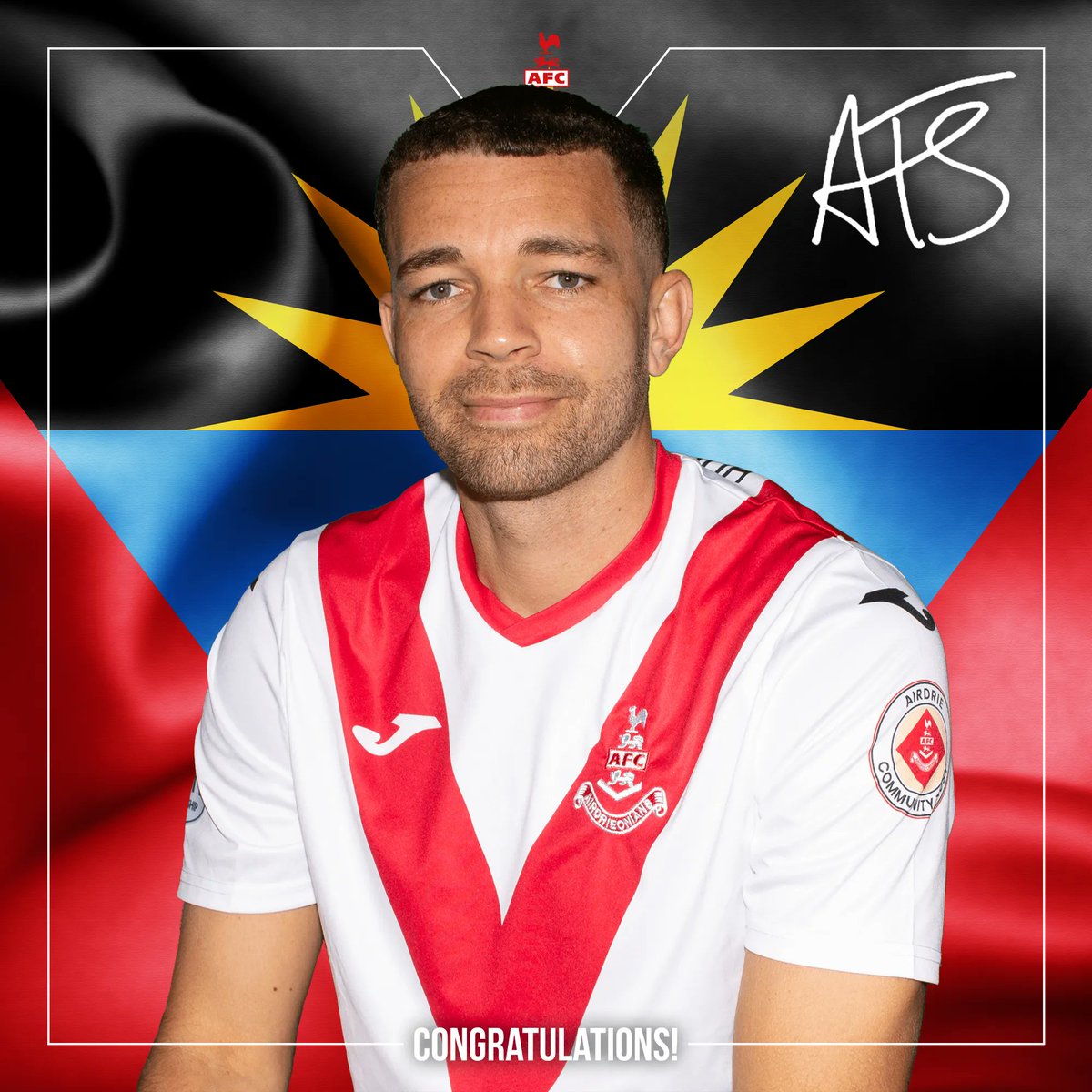 AirdrieoniansFC's tweet photo. Congratulations to player-coach Aaron Taylor-Sinclair, who played the entirety of Antigua &amp; Barbuda's recent matches against Guyana and Puerto Rico. A fantastic achievement for Aaron, who has now been capped five times as an Airdrie player. Well done, @iamATS26! https://t.co/kJXuYAPfE4