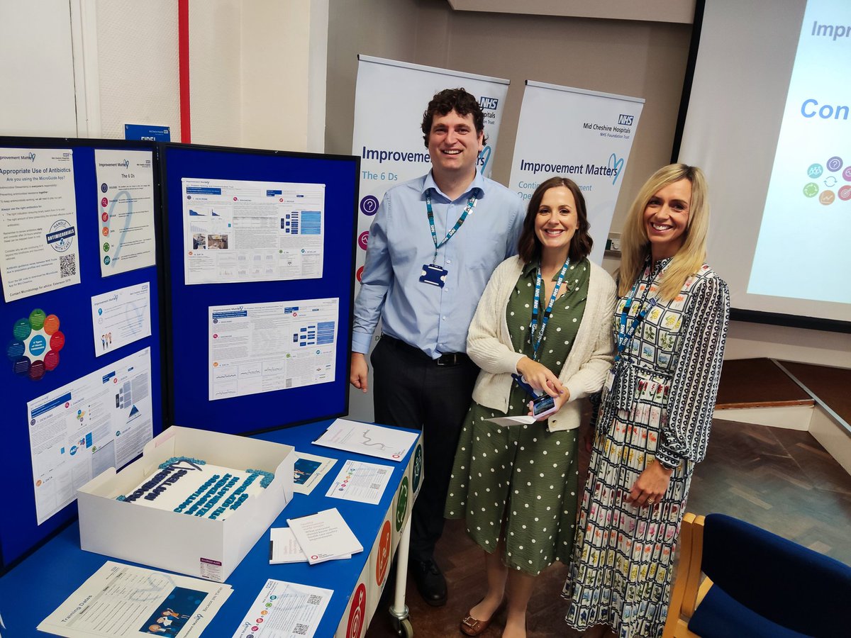 All set up for continuous improvement display of the fab work everyone has been doing. Pop along to find out more about it, for information on making change in your area and cake. Well done everyone for achieving this. @Lauren982 @CallamJames @mchtimprovement @MidCheshireNHS