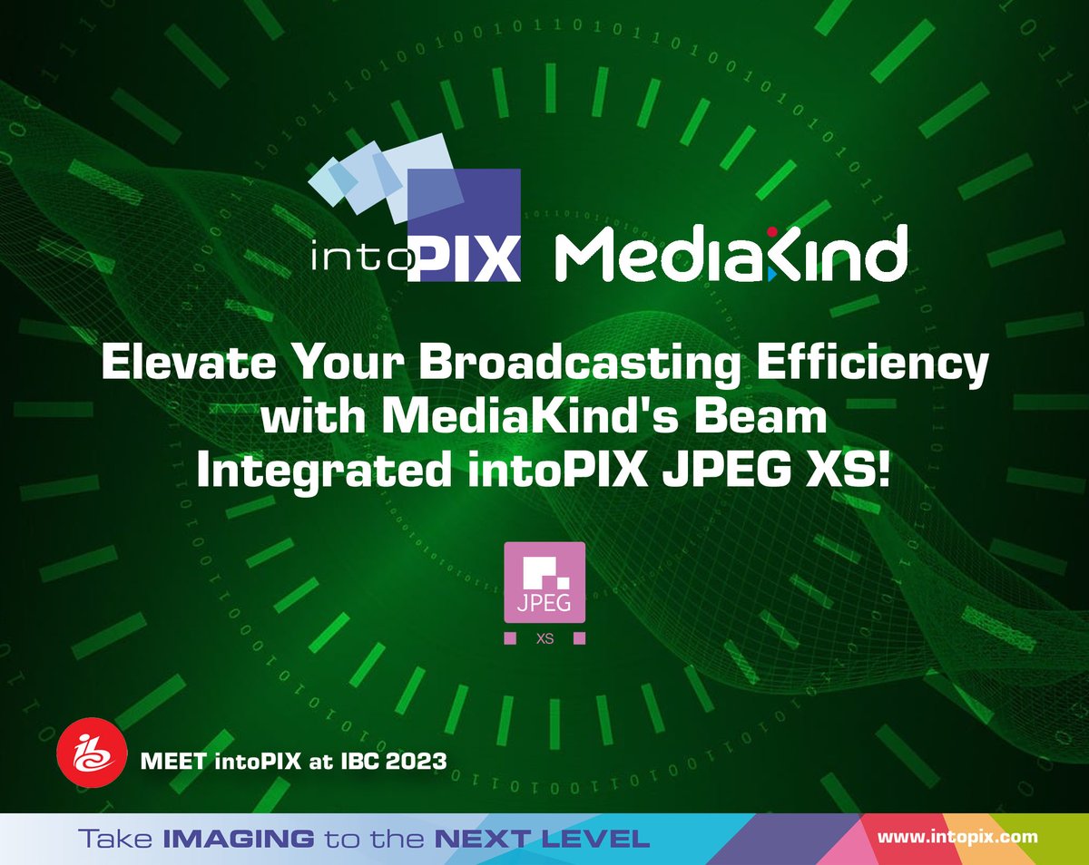 Elevate Your Broadcasting Efficiency with @Media_Kind's Beam Integrated @intoPIX JPEG XS! We are thrilled to unveil the incredible benefits of our collaboration with MediaKind: - Ultra-Low Latency, Unmatched Quality - Pure Software Environment - Reduce Power Consumption @IBCShow