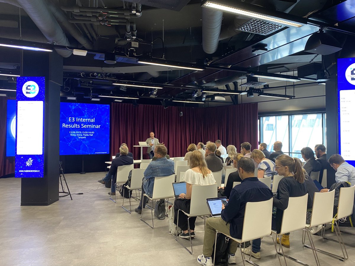 E3-hankkeen seminaari Tampereella Nokia-areenan Paidiassa. Viimeisimpiä tietoja mm. Covid-infektion leviämisestä ja sen estämisestä. ⁦@TampereUni⁩ ⁦@TampereUniMET⁩