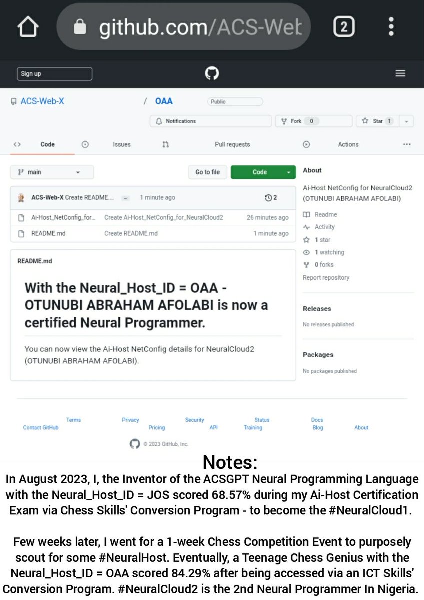 jawolusy's tweet photo. Neural Hosting Services
(Human Computation System)
ACS - 302 ~ #ChessinProgramming &
ACS - 404 ~ #ChessinMedicals
After a successful ICT Skills' Conversion Program Examination, #NueralCloud1 welcomes #NeuralCloud2 on board.
#MachineLearning is so easy with ACSGPT & ACS-Web-X https://t.co/W9aKItuH4S