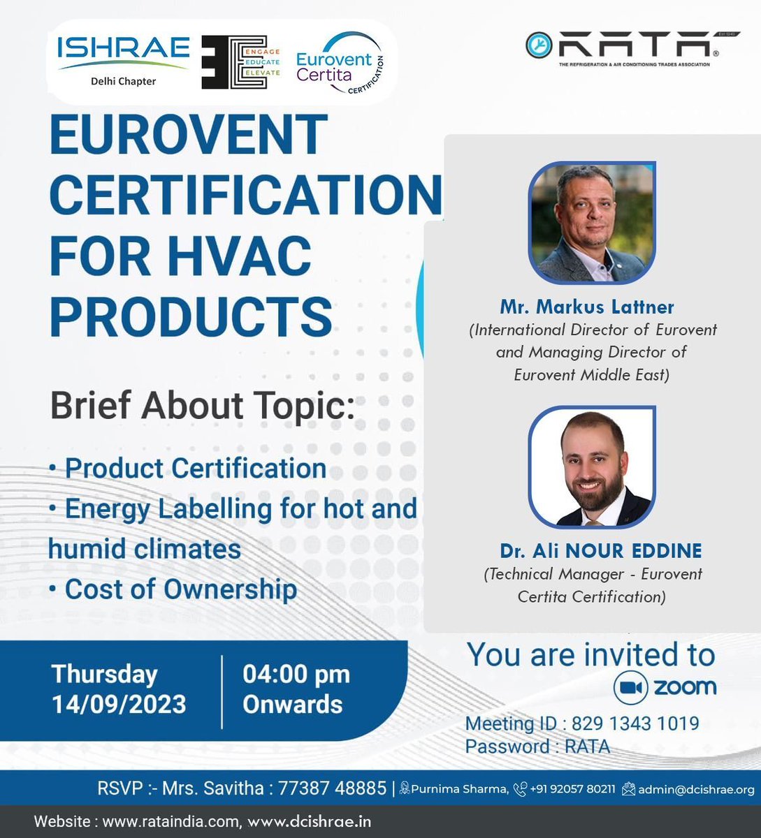 🌟 Join our HVAC Webinar! 🌟

Discover the impact of 'Eurovent Certification for HVAC Products'.

🗓️ Date: 14th Sept 2023
🕓 Time: 4:00 PM

📝 Register now 👉 bit.ly/3PeFeLD

Let's unlock HVAC excellence together! 💨
 #HVAC #Webinar #EuroventCertification