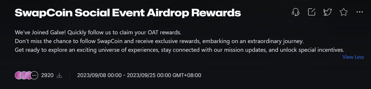 Swap_Liquidity's tweet photo. Our Galxe campaign has been a huge success, and so far, 3,000 people are eligible for our upcoming airdrop rewards. If you haven't joined yet, hurry up and join us: https://t.co/fRsglbpiCn https://t.co/EMssilrerM